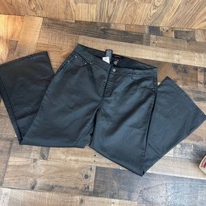 NWT Ashley Stewart Black Coated Leather Look Pants